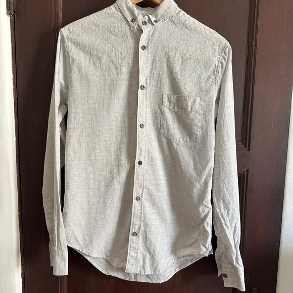 OUTERKNOWN | Gray and White Striped Button Down Studio Shirt | Size Extra Small - Picture 1 of 6